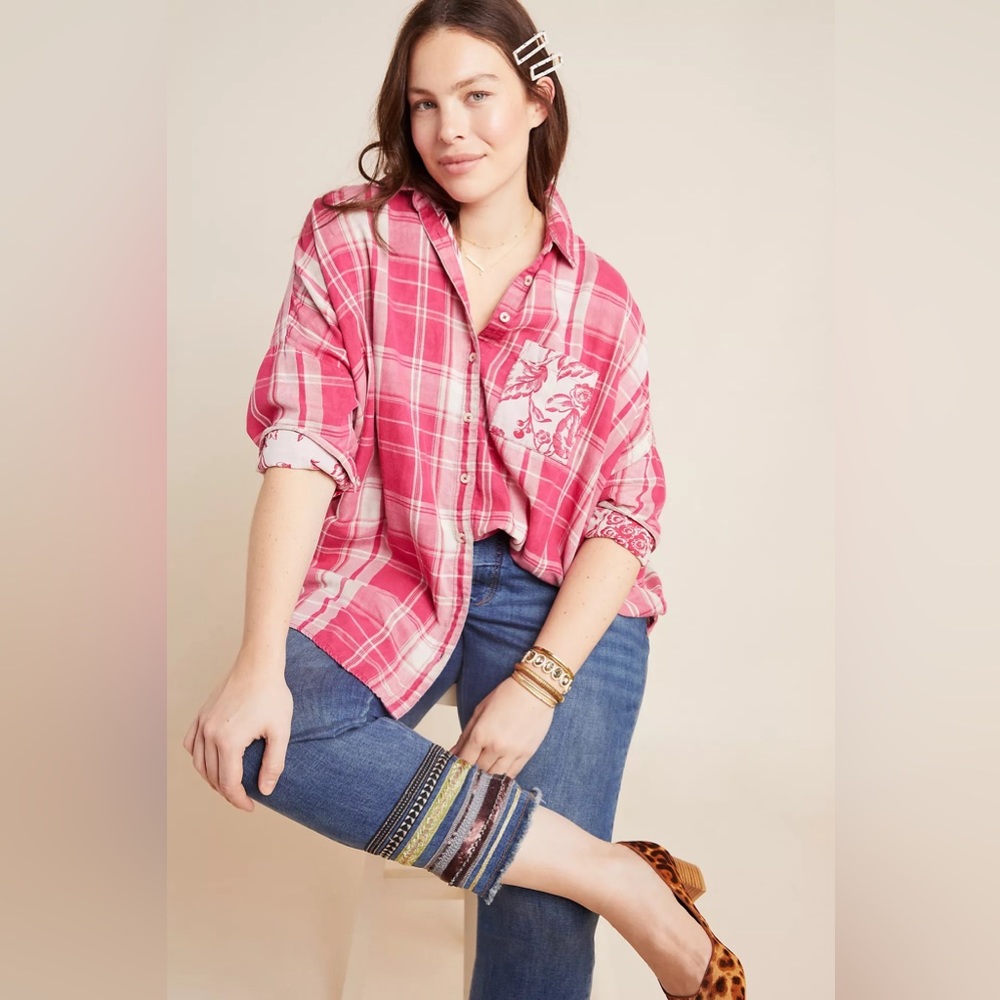 Anthropologie Pilcro and The Letterpress Bo Boyfriend Buttondown shirt